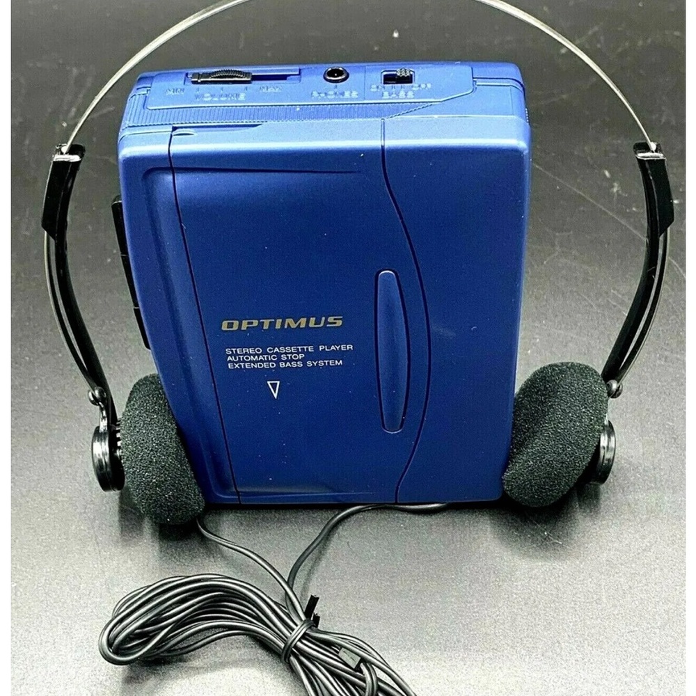 RARE RADIO SHACK Optimus SCP-825 Metallic Blue Handheld 3 Key Cassette Player